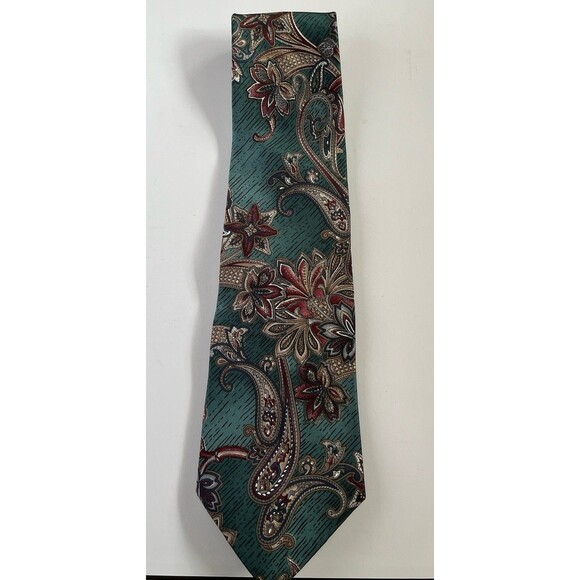 American Traditions Men's Necktie Green/Burgundy Paisley 56.5" x 4" - Picture 1 of 6